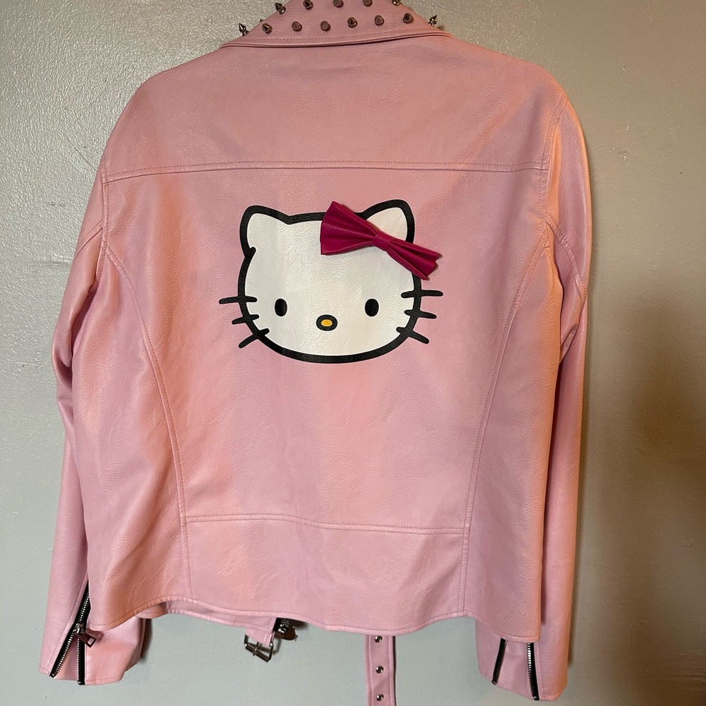 Hello Kitty X Dollskill Pink LeatherJacket with spikes